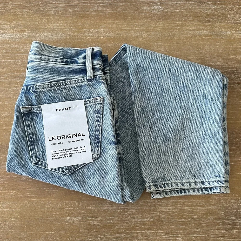 FRAME DENIM Le Original High Rise Slim Straight Leg Jeans Richlake - Picture 2 of 8